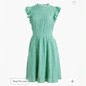 J Crew Dress Sea Foam Green Ruffle Sleeve Mini Stretch Dress NWT Pockets XXL